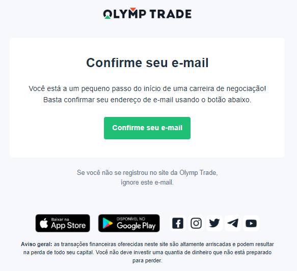 confirmação de e-mail olymp trade